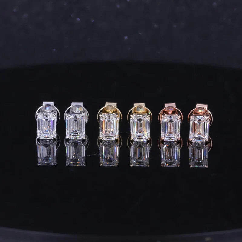 Emerald Cut Timanttikorvakorut | 2 x 1.0ct | IGI-sertifioidut | 14k Täyskultaa (valko-, kelta- tai ruusukulta)