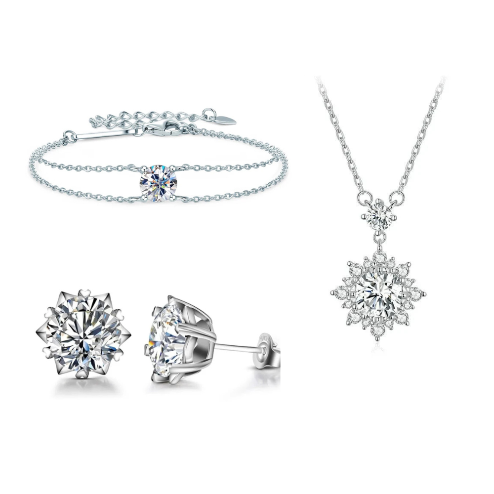 Elegantti Lumi-korusetti 4x 1,0ct (925 Sterling-hopeaa, Moissaniitti)