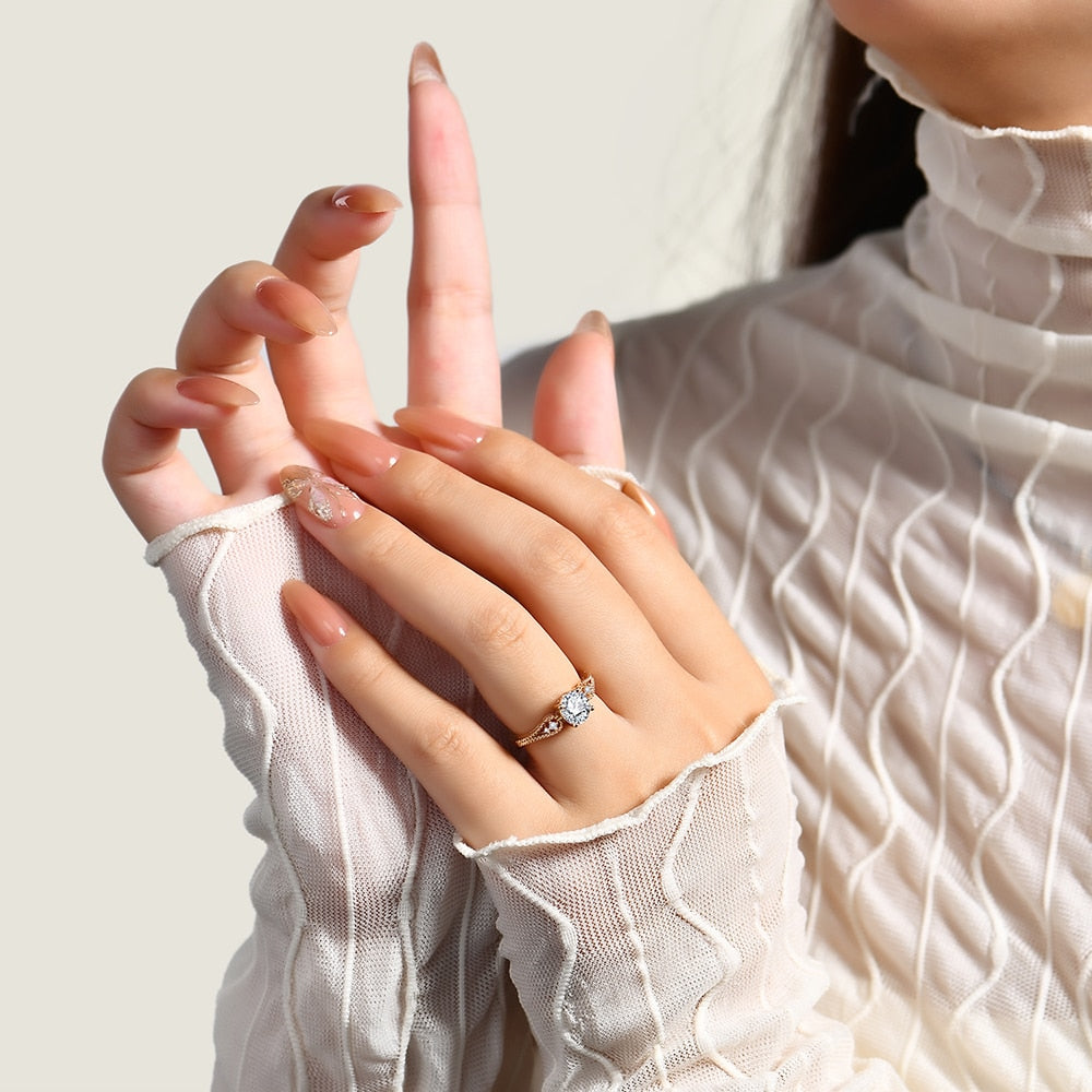 Ring 18K 14K 10K massivt guld, 1.00ct