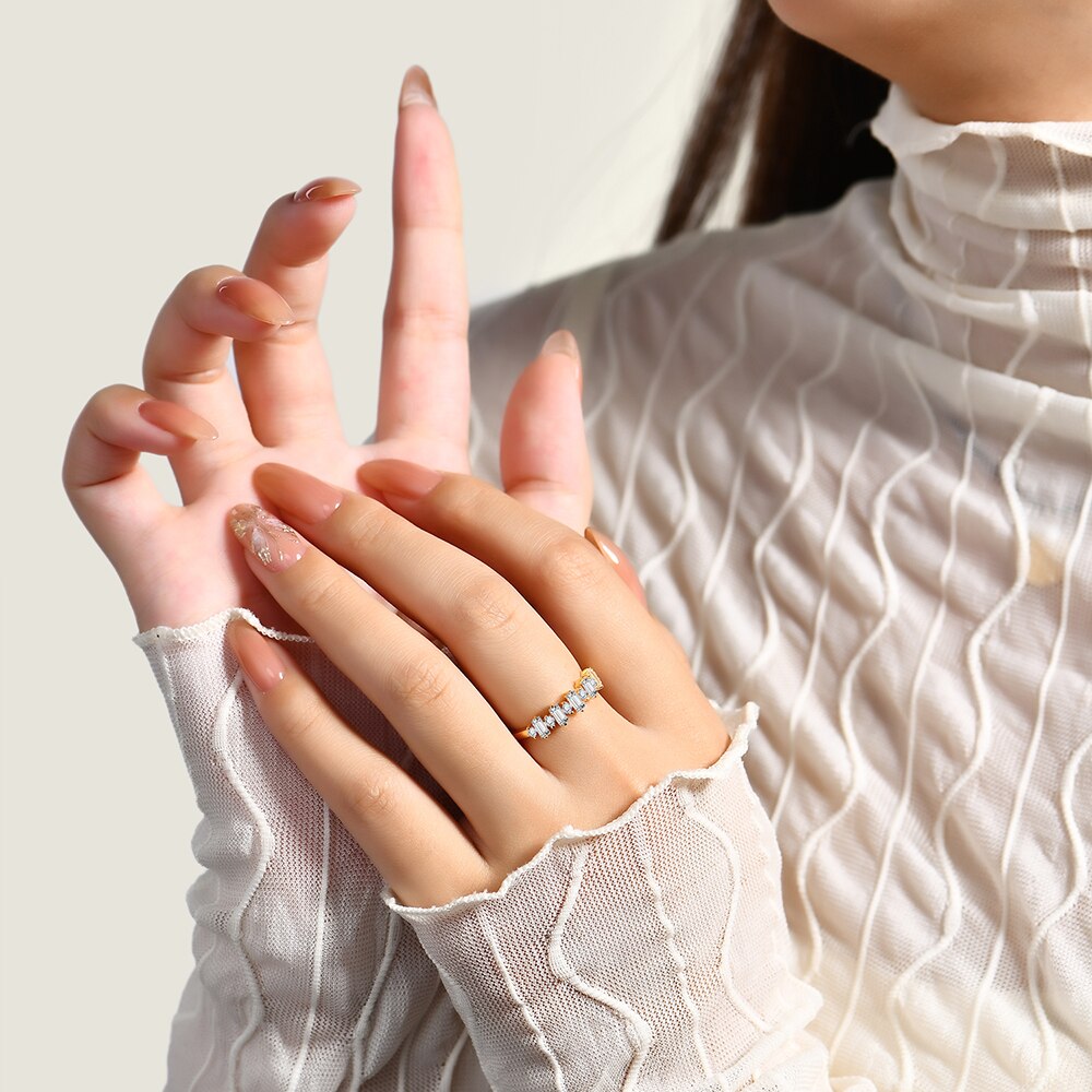 Ring 18K 14k 10k massivt guld, D färg/VVS1