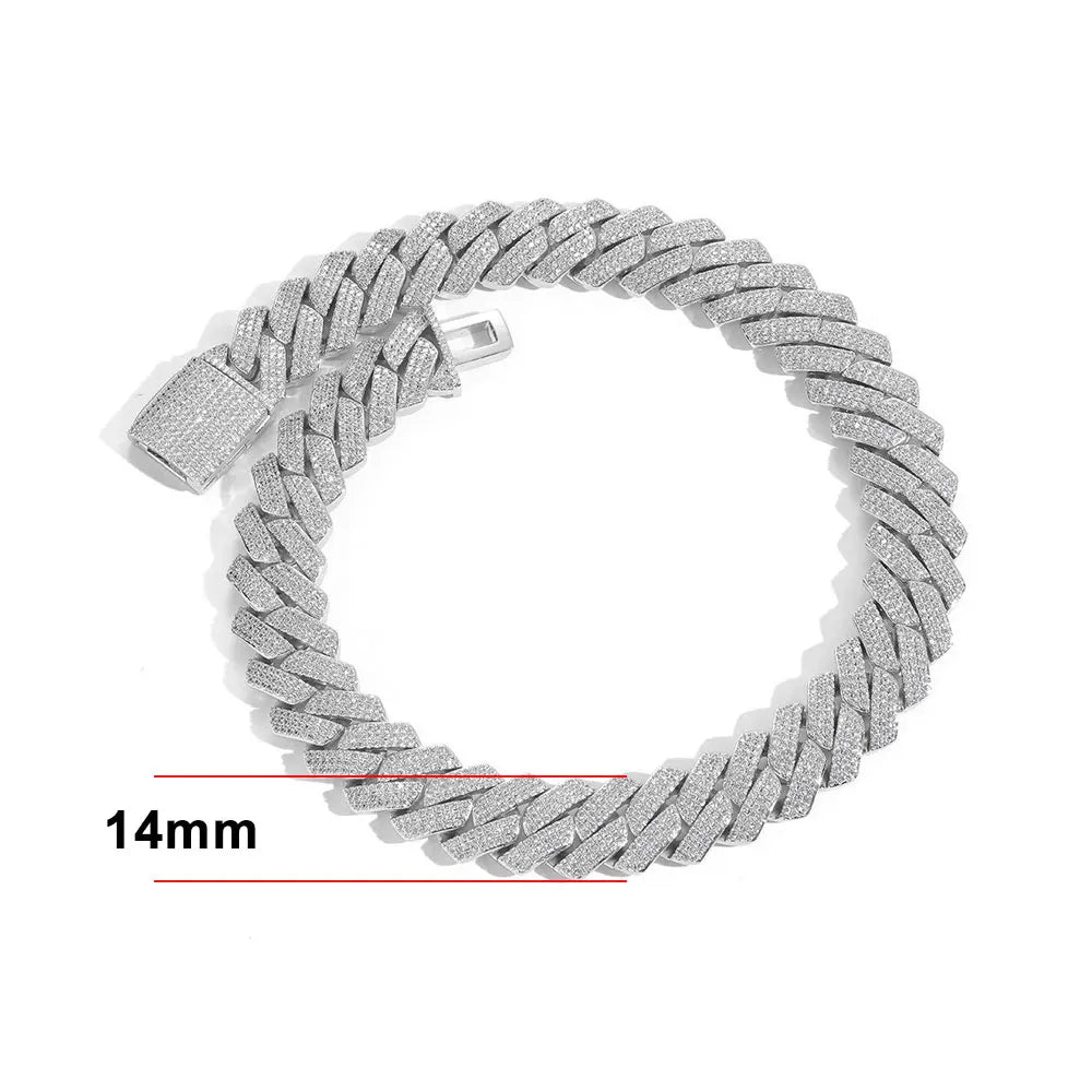 Moissaniitti Cuban Rannekoru Unisex – GRA Sertifioitu, 925 Hopea