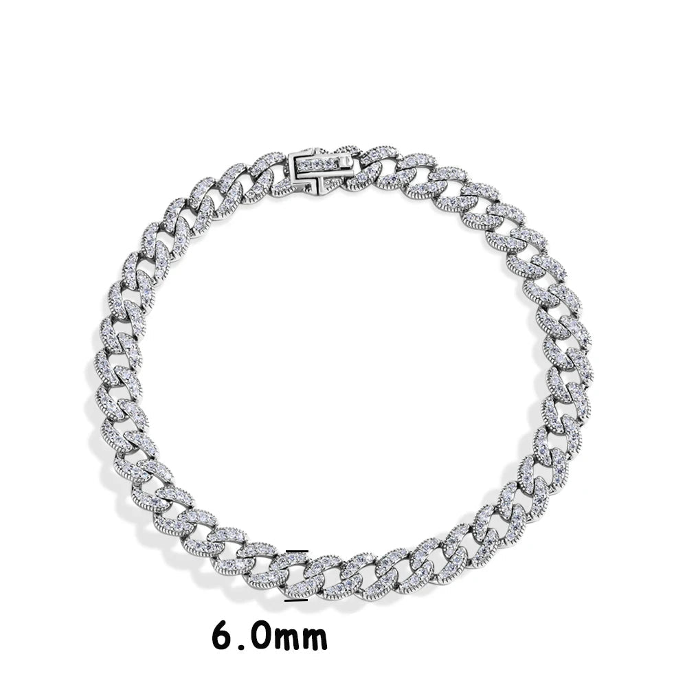 Cuban timanttiketju Unisex 925 Sterlinghopea, 18K Kultaus