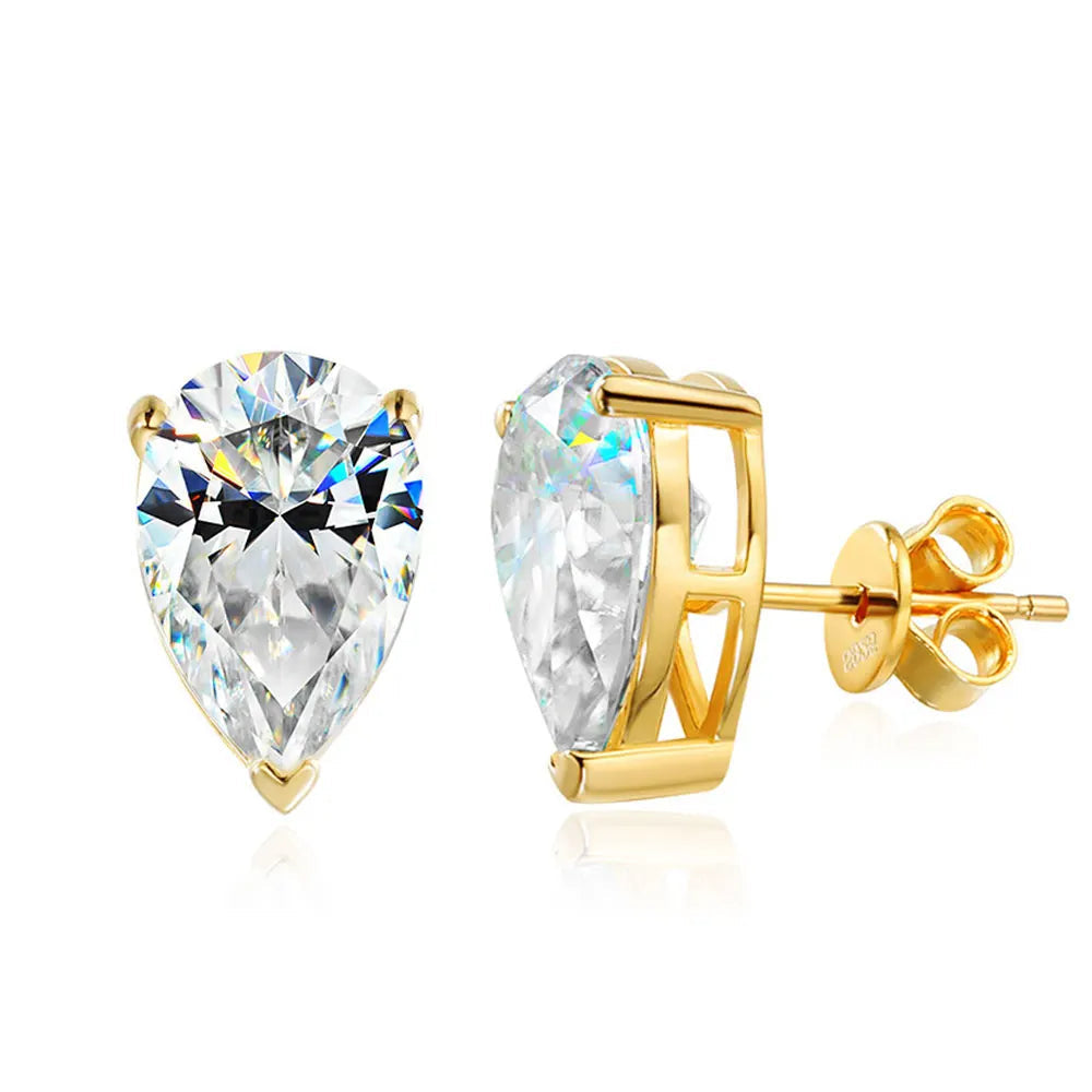Pisarahiottu 18K Kultainen Korumallisto – Kaulakoru ja Korvakorut (3 x 1,0 ct Moissaniitti)