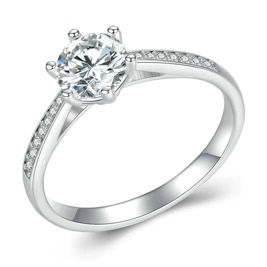 Silver Engagement ring 0.8ct moissanite