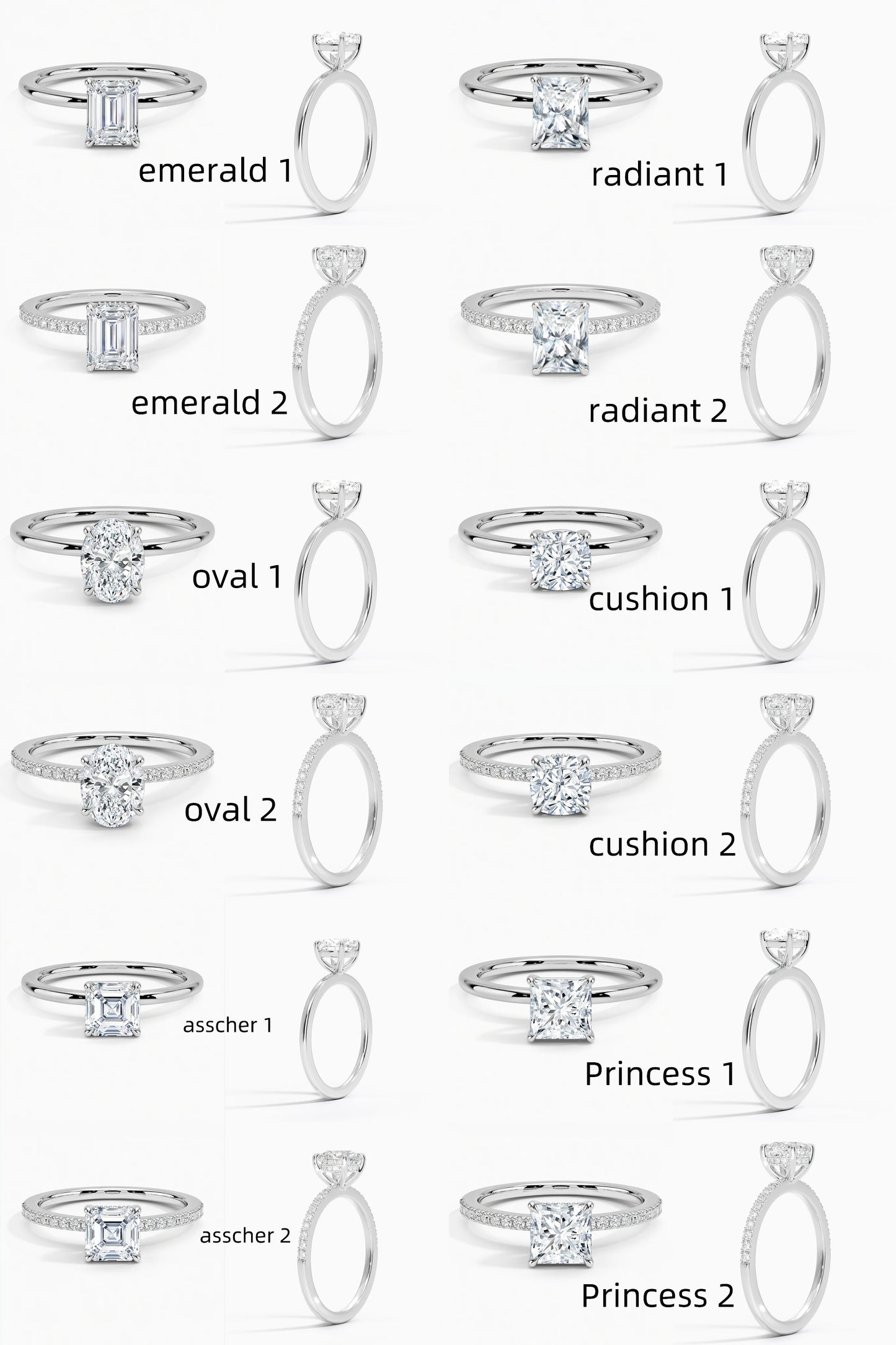 1.0ct IGI-sertifioitu laboratoriotimanttisormus | VS–VVS2 | 14k valkokultaa | Useita kivimalleja