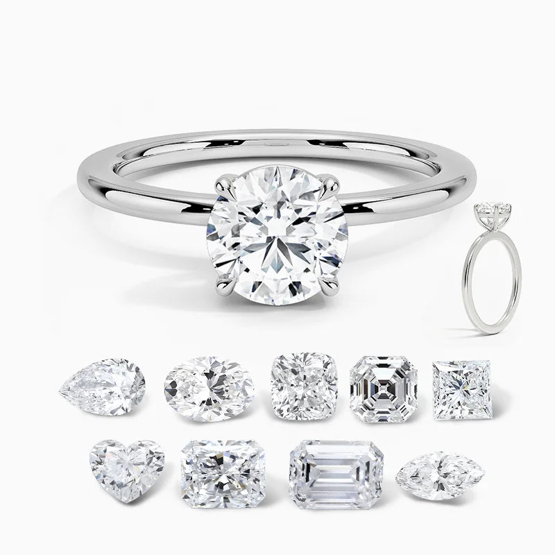 1.0ct Round Cut laboratoriotimanttisormus IGI-sertifioitu 14k valkokultaa