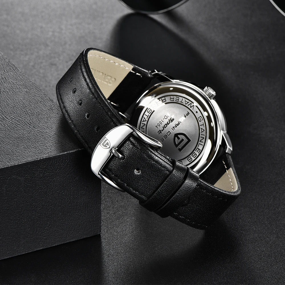 PAGANI DESIGN quartz watch with leather strap 40mm