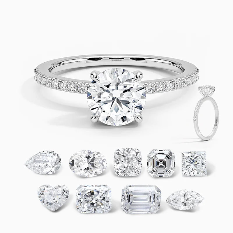 1.0ct Round Cut laboratoriotimanttisormus IGI-sertifioitu 14k valkokultaa