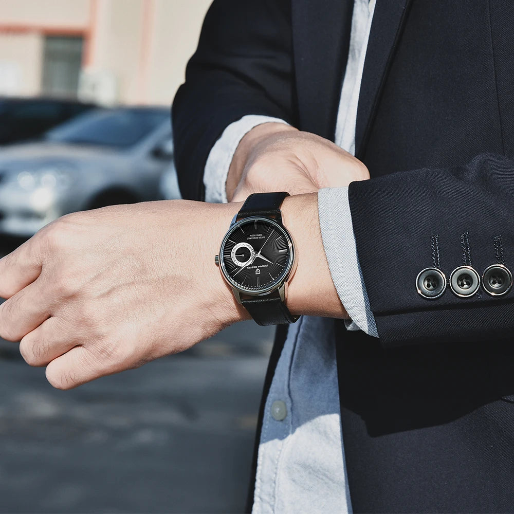 PAGANI DESIGN quartz watch with leather strap 40mm