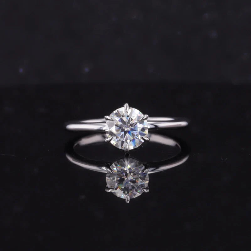 1.0ct IGI-sertifioitu timanttisormus 14K valkokultaa – Round Brilliant Cut