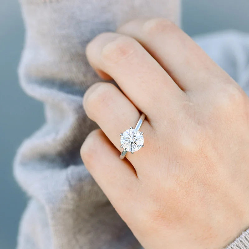 1.0ct IGI-sertifioitu timanttisormus 14K valkokultaa – Round Brilliant Cut
