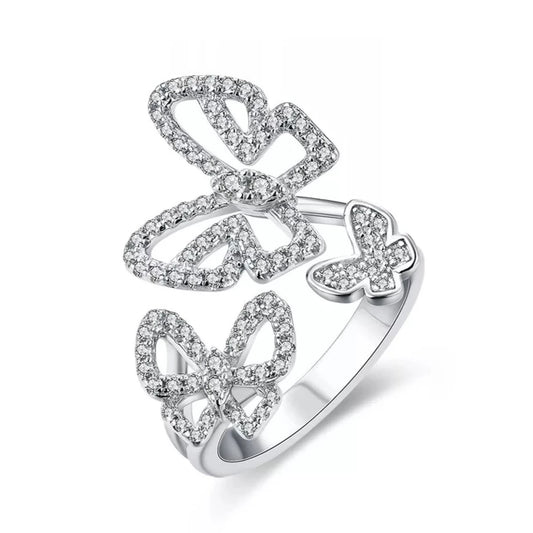 Moissanite Ring Butterfly Silver