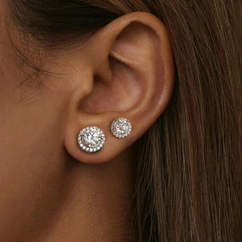0.5/1CT Moissanite Halo earrings 925 silver