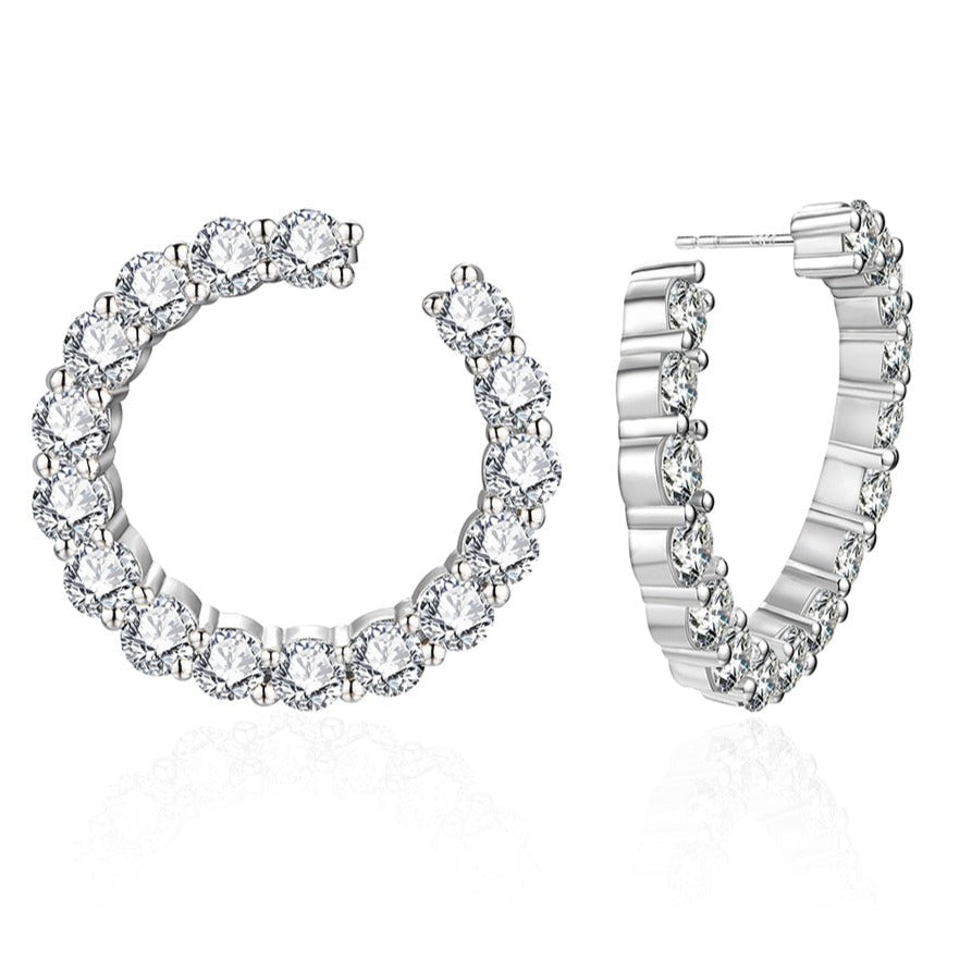 Luxurious Hool Moissanite Silver Earrings