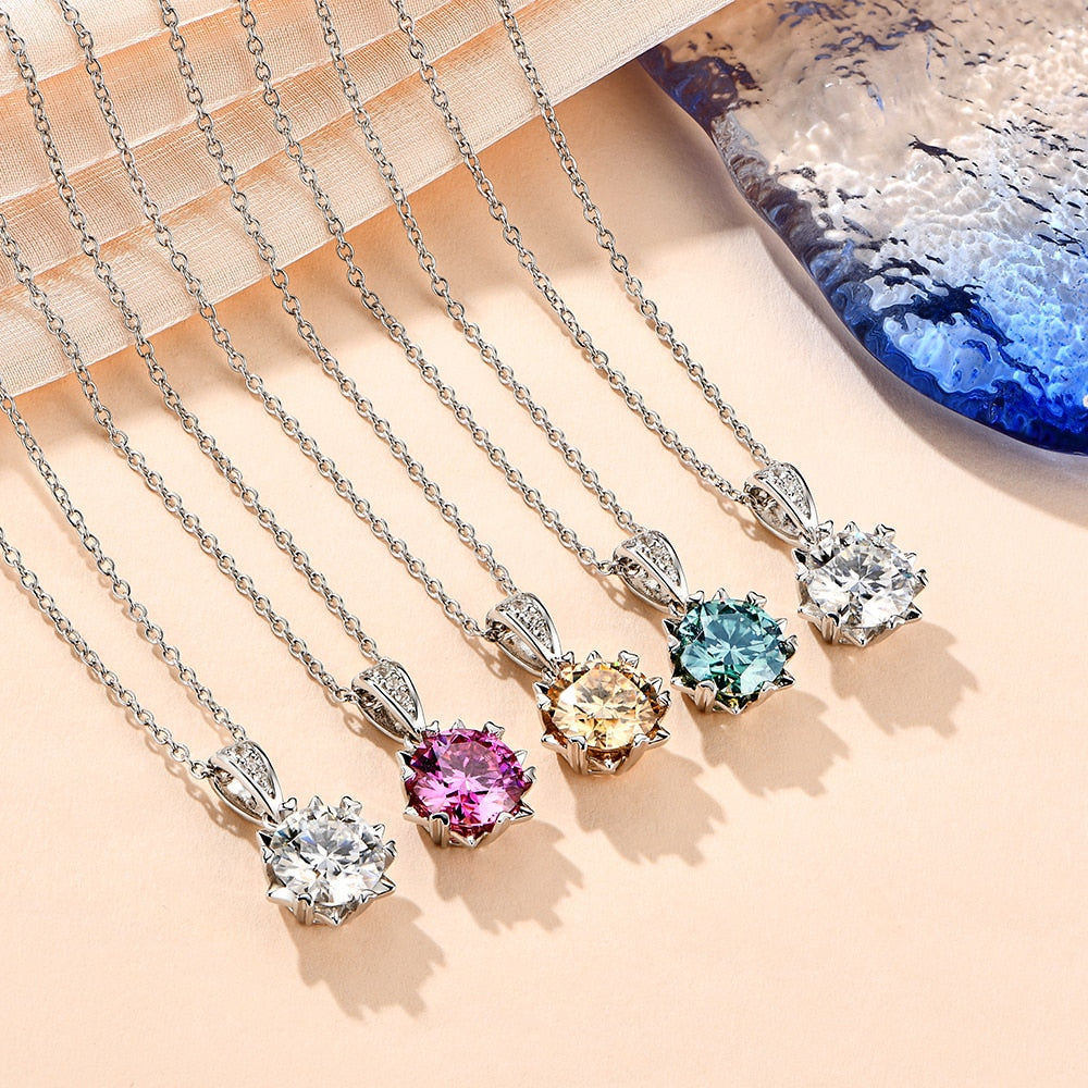 Enchanting Multicolored Moissanite Necklace 925 silver