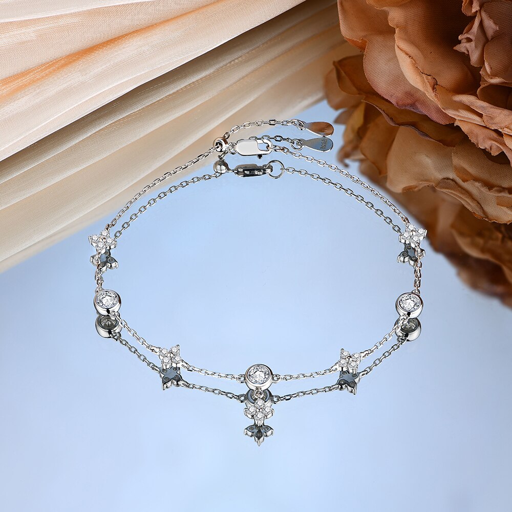 Luxurious Moissanite Pearl Chain Bracelet