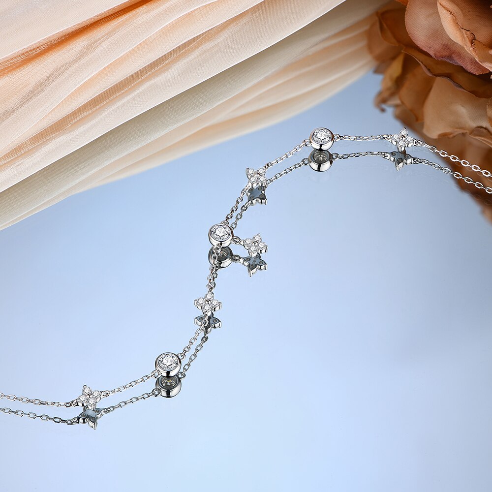 Lyxigt Moissanite Pearl Chain Armband