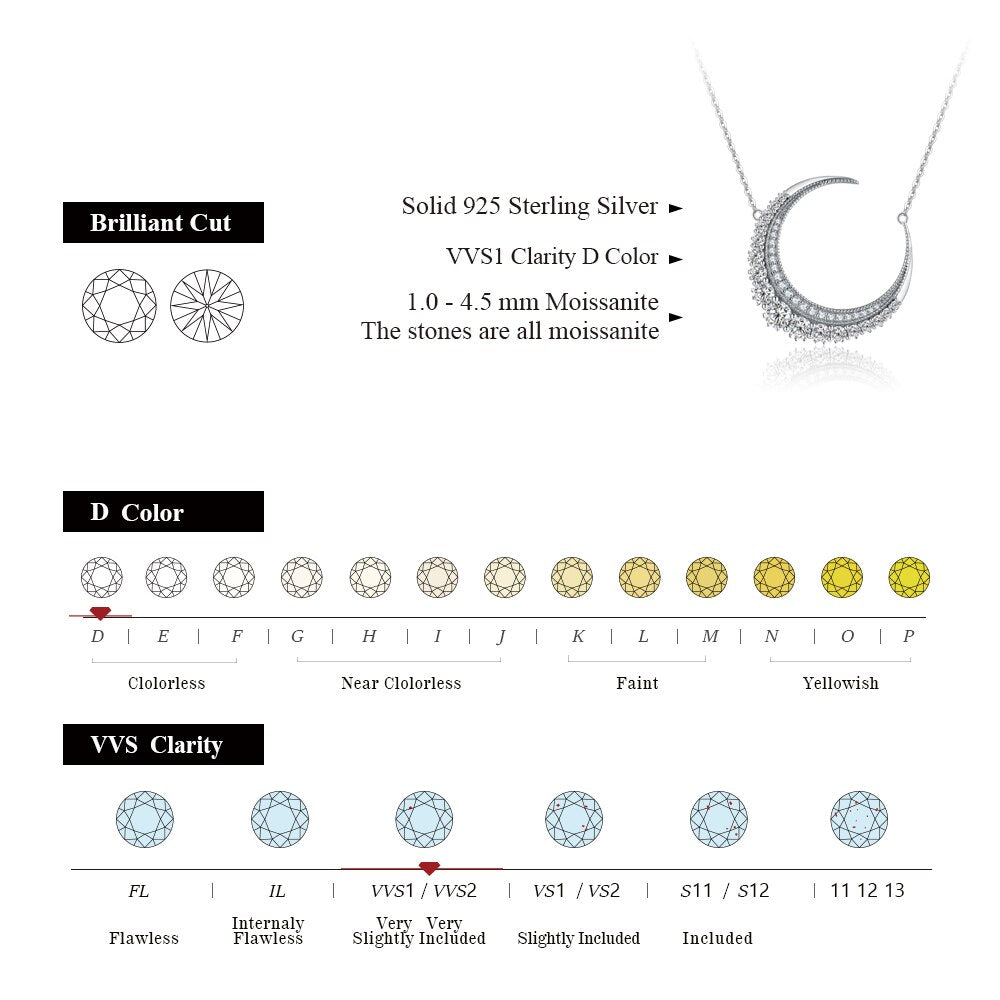 Enchanted Moon Moissanite Pendant Necklace