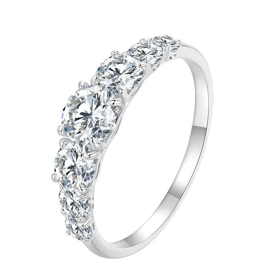 1.4CT Moissanite Ring with 7 Lab Diamonds