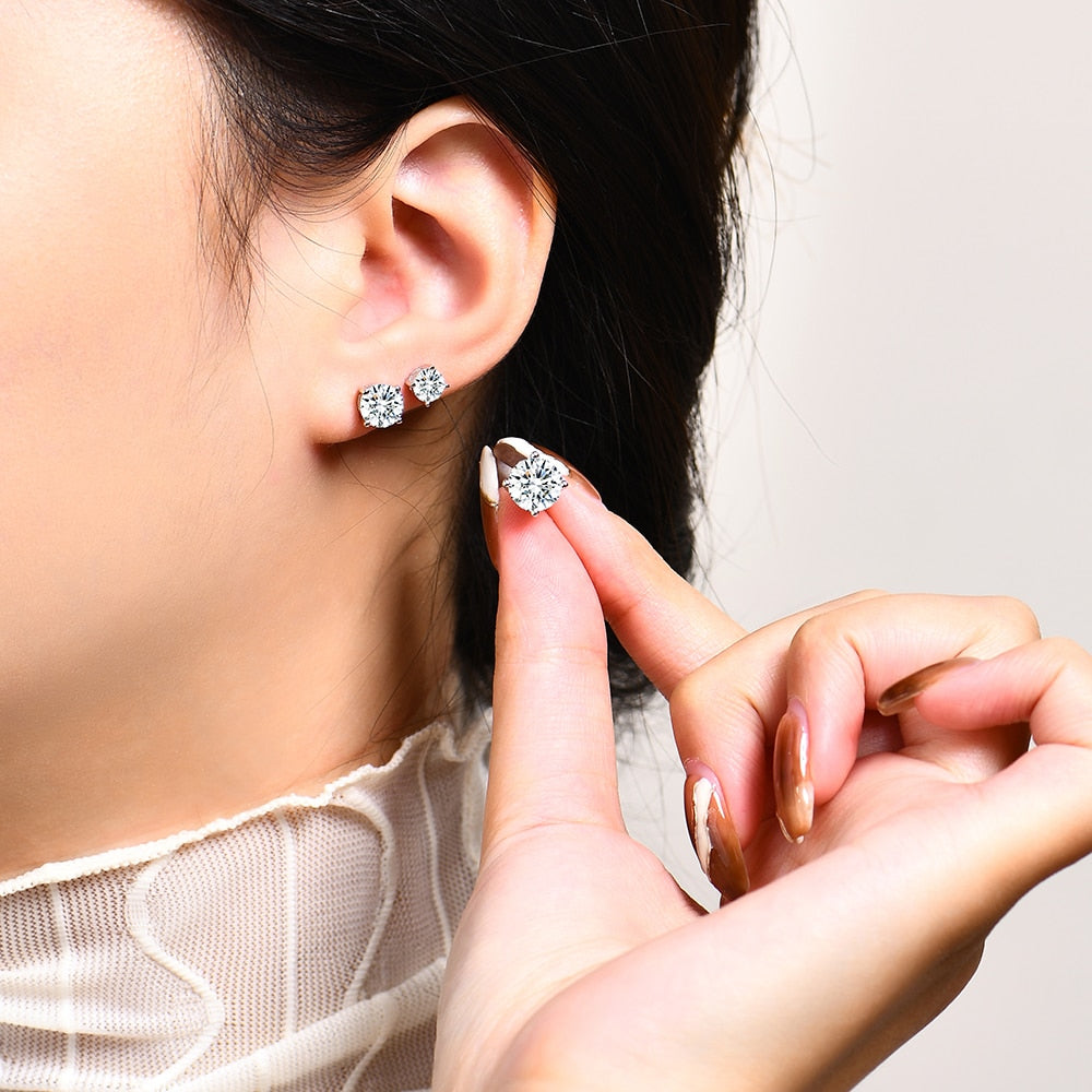 Silver earrings Moissanite GRA 0.1-3.0ct