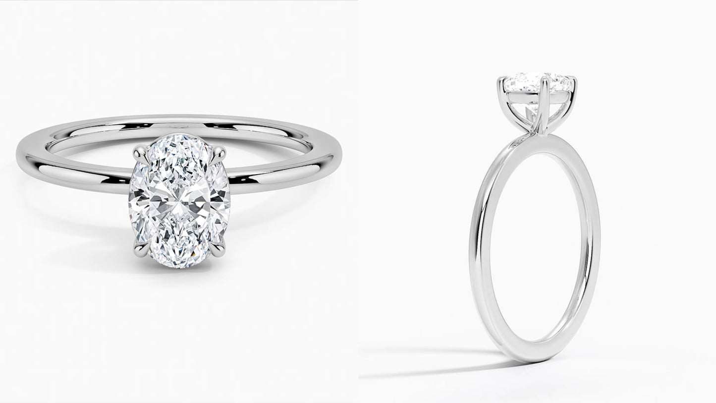 1.0ct Oval Cut valkokultainen laboratoriotimanttisormus