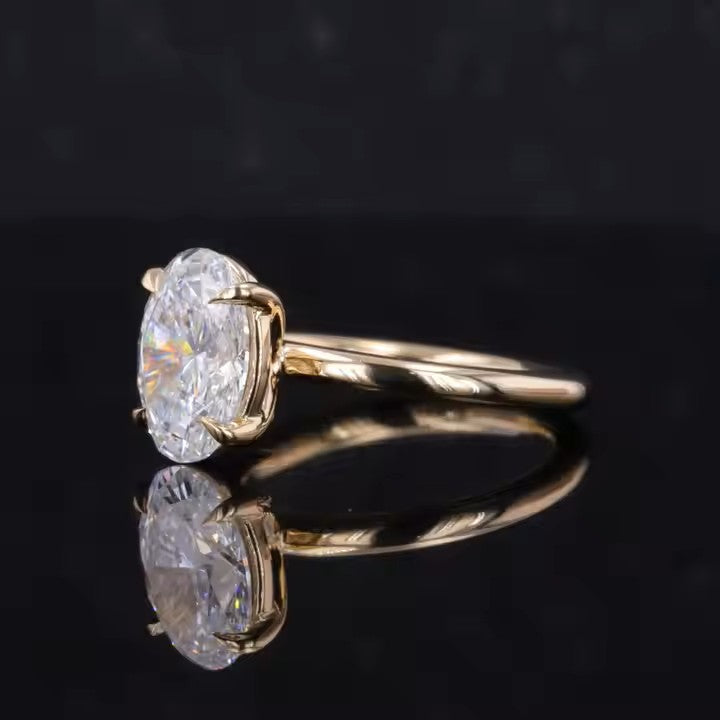 2.0ct IGI timanttisormus ovalcut 14k keltakultaa