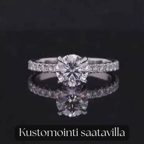 1.0ct Round Cut laboratoriotimanttisormus IGI-sertifioitu 14k valkokultaa