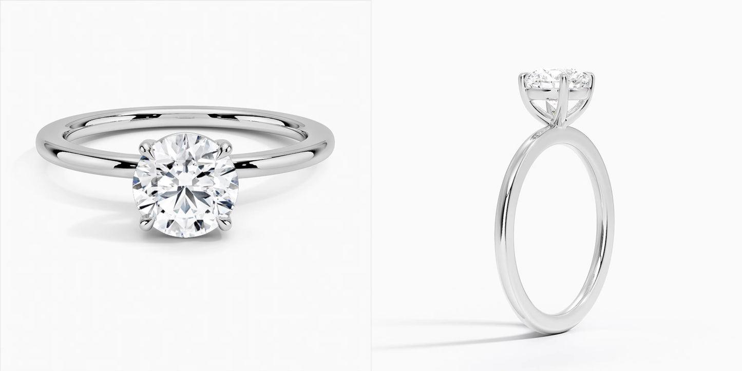 1.0ct Round Cut laboratoriotimanttisormus IGI-sertifioitu 14k valkokultaa
