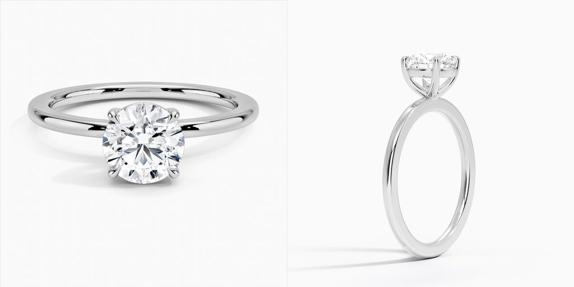 1.0ct Round Cut laboratoriotimanttisormus IGI-sertifioitu 14k valkokultaa