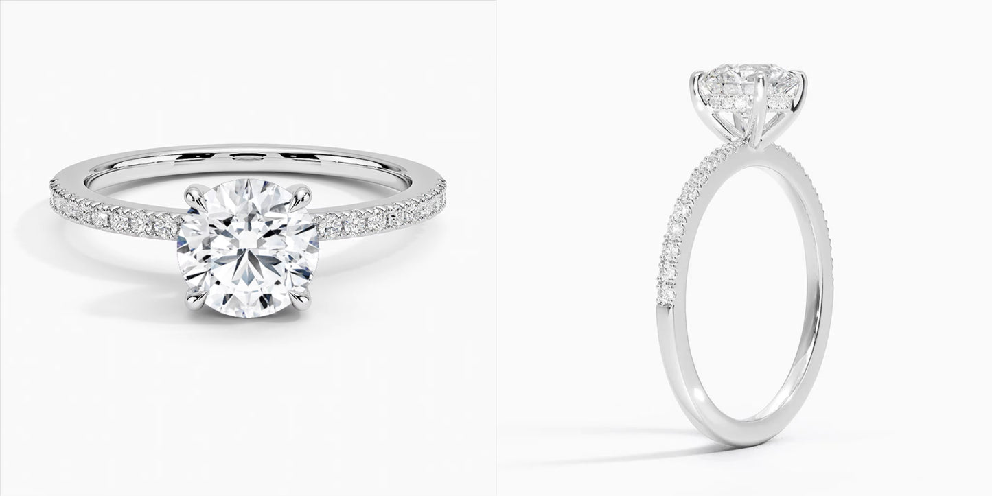 1.0ct Round Cut laboratoriotimanttisormus IGI-sertifioitu 14k valkokultaa